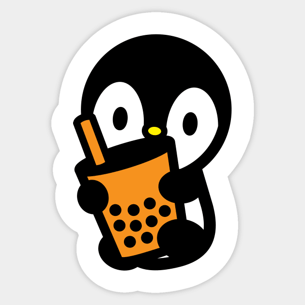 Penguin Bird Bubble Thai Milk Tea Boba Pearl Drink Animal Bambu Brand Sticker by Bambu